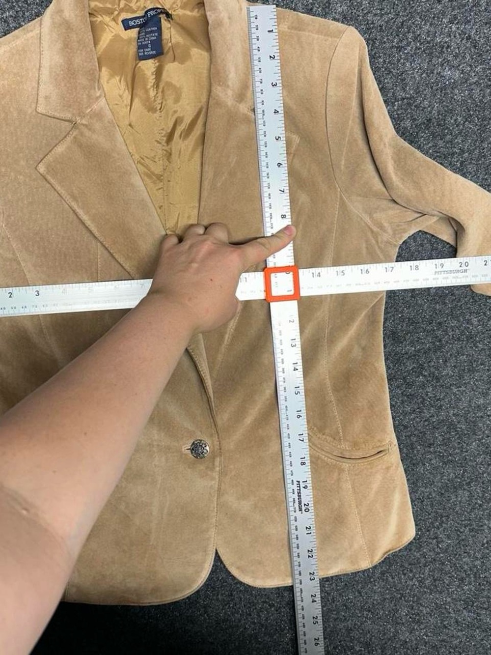 Tan Leather Suede Blazer Jacket Western Cowgirl Americana Old Money Tailored - Picture 5 of 10